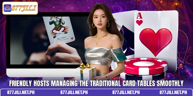 Friendly hosts managing the traditional card tables smoothly